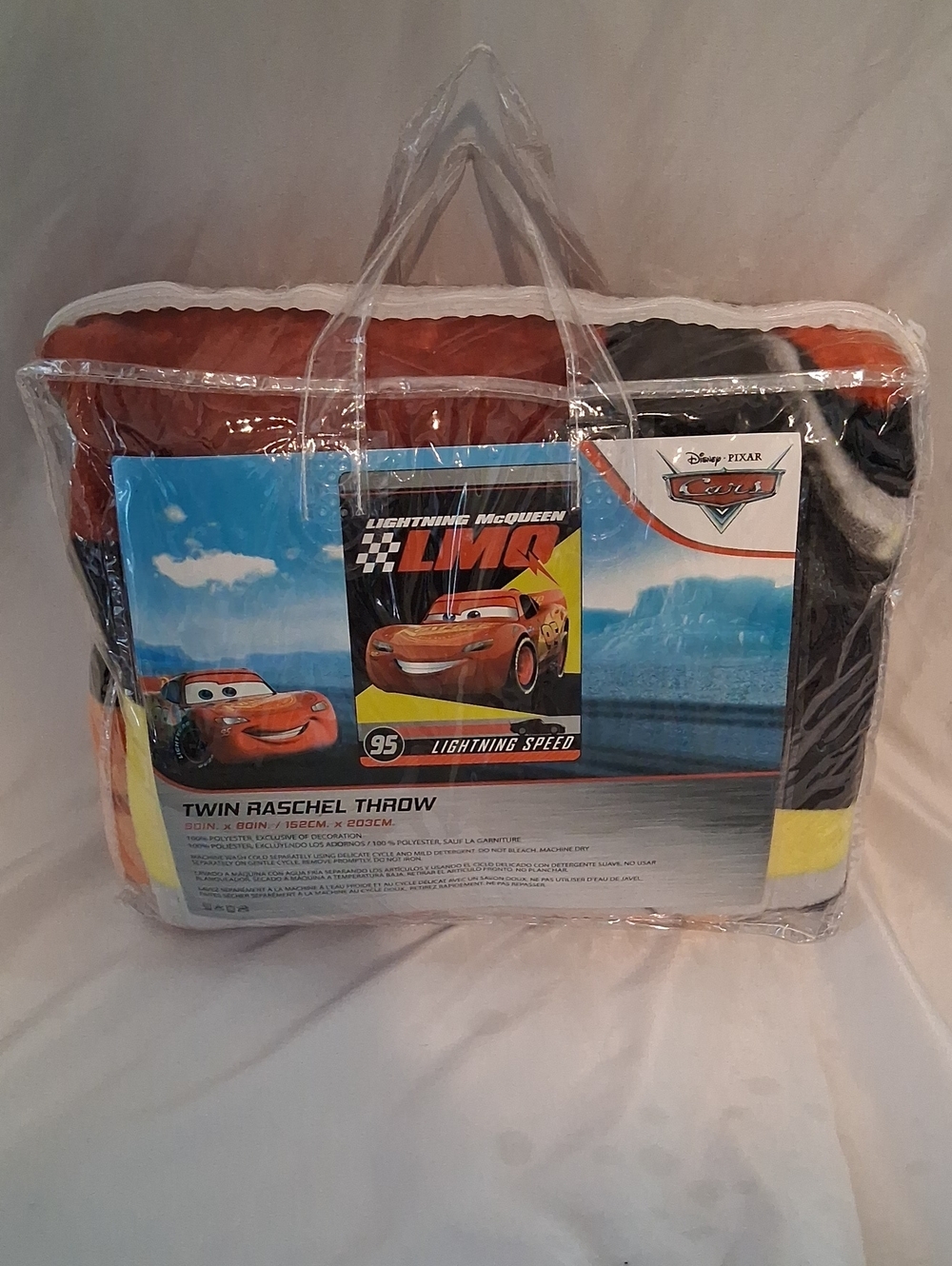 "Disney Pixar Cars Lightning McQueen Twin Raschel Blanket NWT Northwest" - Picture 2 of 6